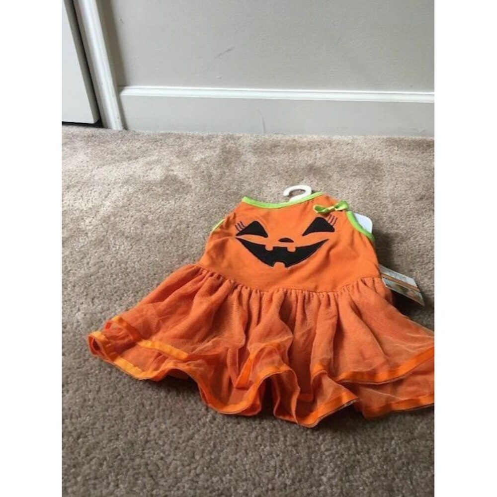 Martha Stewart Dog Pet Halloween Pumpkin Costume Dress Size L Orange Black